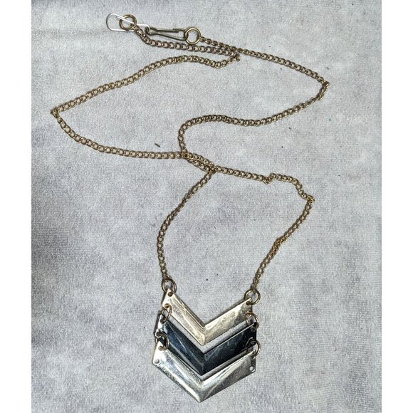 Bohemian Multi-Metallic Chevron Pendant Necklace - Picture 6 of 6